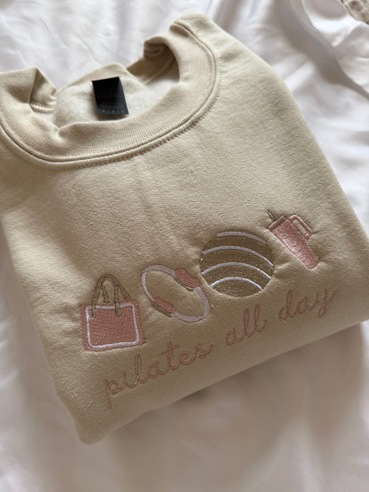 Aesthetic Pilates all day embroided jumper