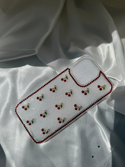 Aesthetic Rhinestone Red Cherry Girly Phone case