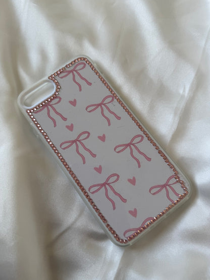 Aesthetic Rhinestone Pink Girly bows Phone case