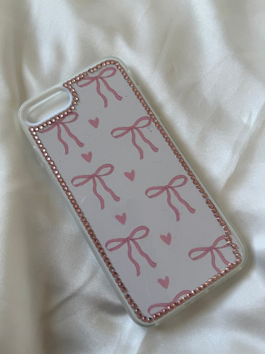 Aesthetic Rhinestone Pink Girly bows Phone case
